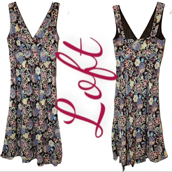 LOFT Boho Floral Sleeveless V-Neck Midi Dress, Size 2 - Picture 1 of 8